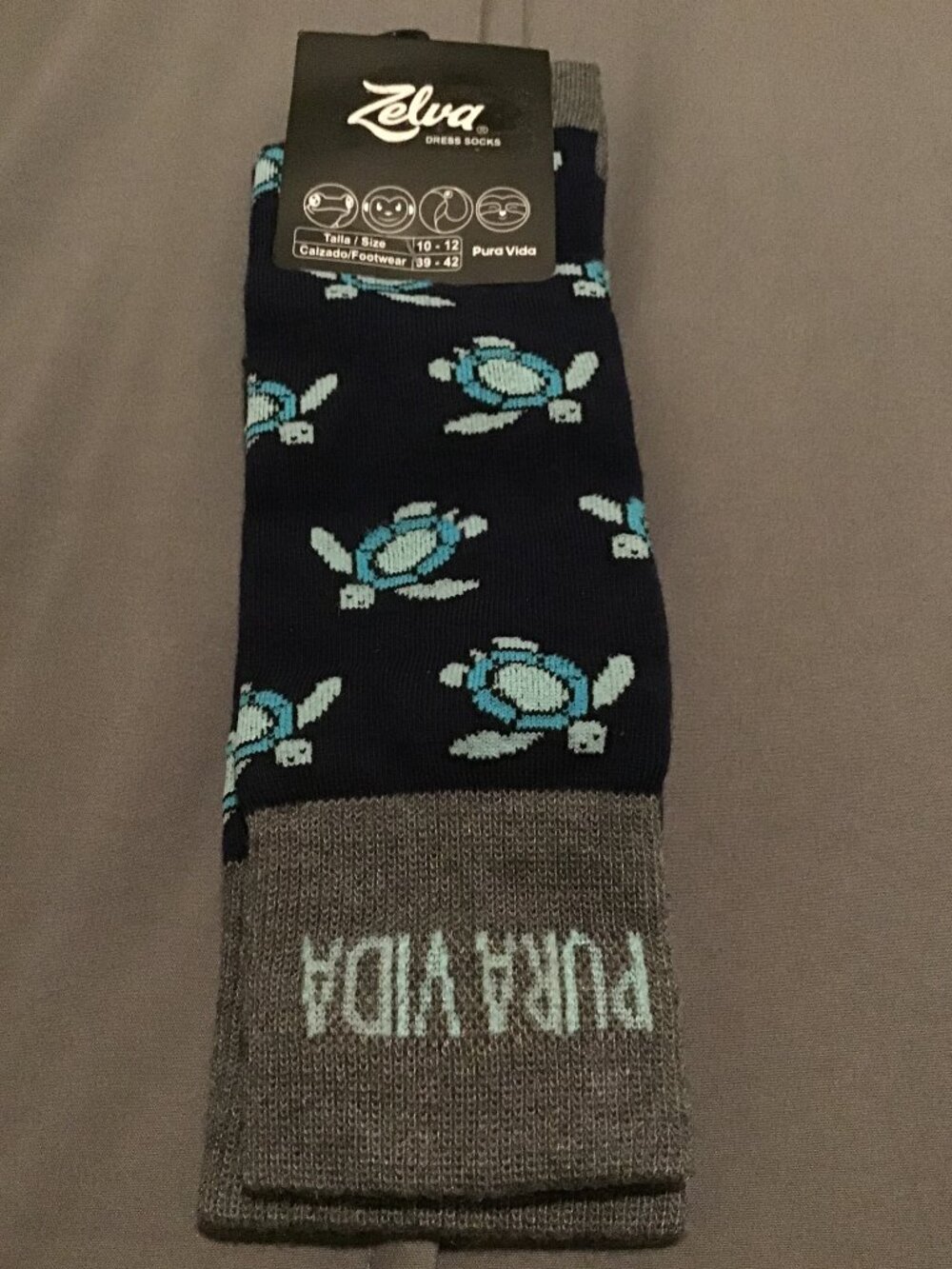 🐢 Zelia Turtle Dress Socks – Size 10–12 (39–42) 🐢